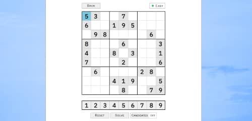Project screenshot: playable sudoku board